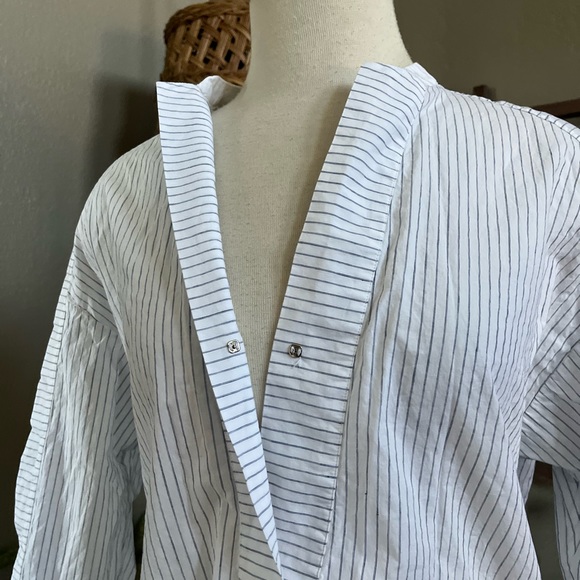 ▫️Massimo Dutti Cotton Linen Striped Popover Tunic Blouse - Picture 7 of 10